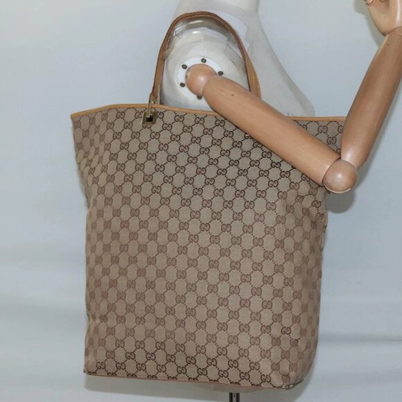 GUCCI GG Canvas Tote Bag Beige Gold 002 1097 2404 Auth ep10320 - Picture 1 of 16